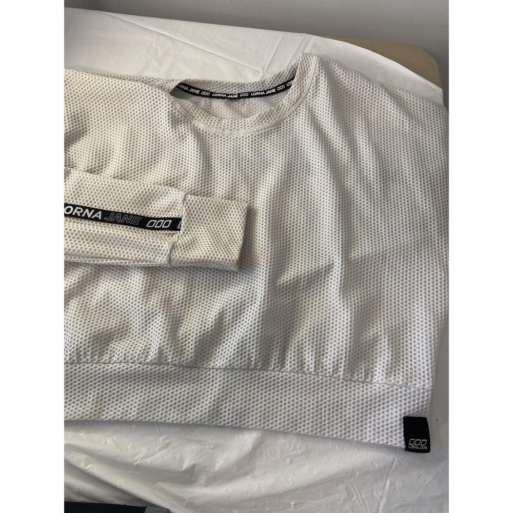 Women's Lorna Jane Gray/White Crop Long Sleeve Active Wear Shirt-